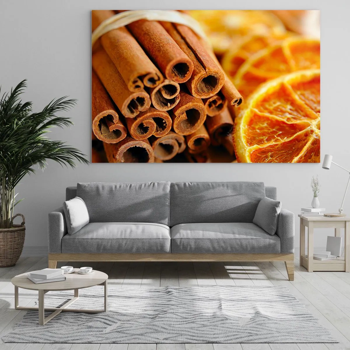 Obraz na skle - Detail škoricových tyčiniek a sušených plátkov pomaranča - 70x50cm - Cítite ich arómu? - Moderná nástenná dekorácia do obývacej izby a spálne ARTTOR