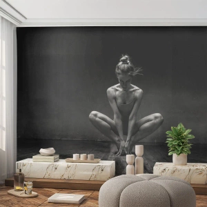 Fototapeta Standard Eco - Koncentrácia tanečnej energie - tanečnica, Žena, Čierna a biela - 200x140 cm