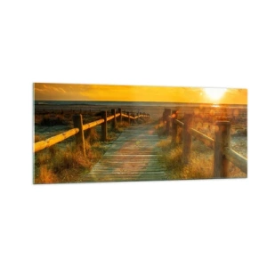 Obraz na skle - Vykúpané v starom zlate - 100x40 cm