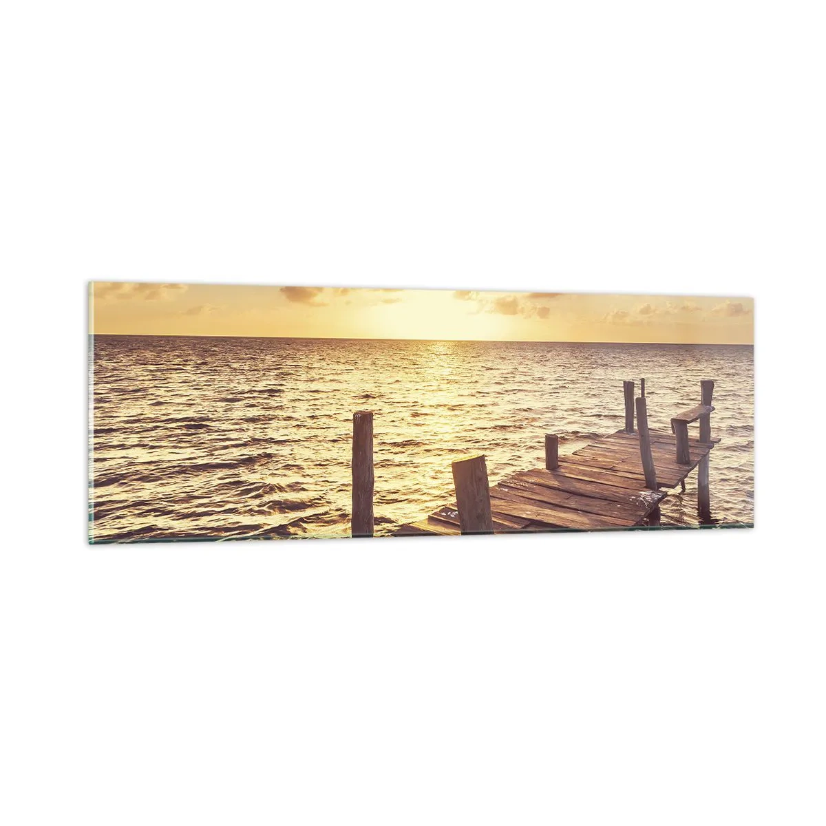 Obraz na skle - Zlatá krajina láskavosti - 90x30 cm