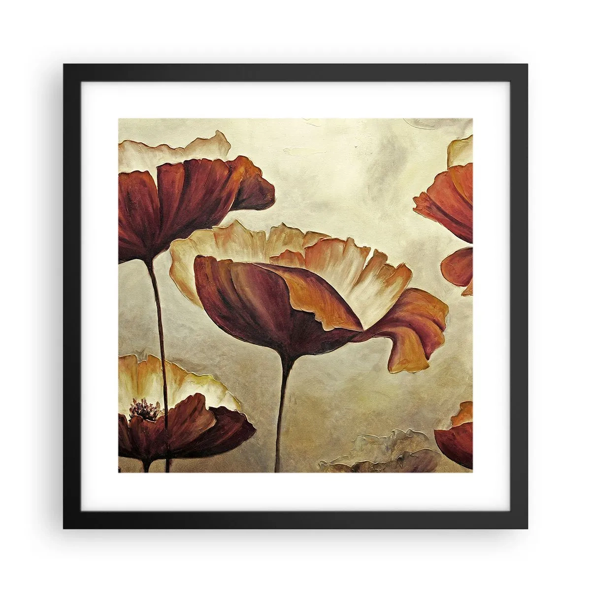 Plagát v čiernom ráme - Lán lúky - 40x40 cm