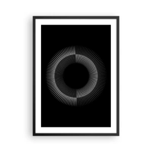 Plagát v čiernom ráme - Fascinujúca kompozícia svetelného kruhu na čiernom pozadí. - 50x70cm - Čierne slnko - Moderná nástenná dekorácia do obývacej izby a spálne ARTTOR