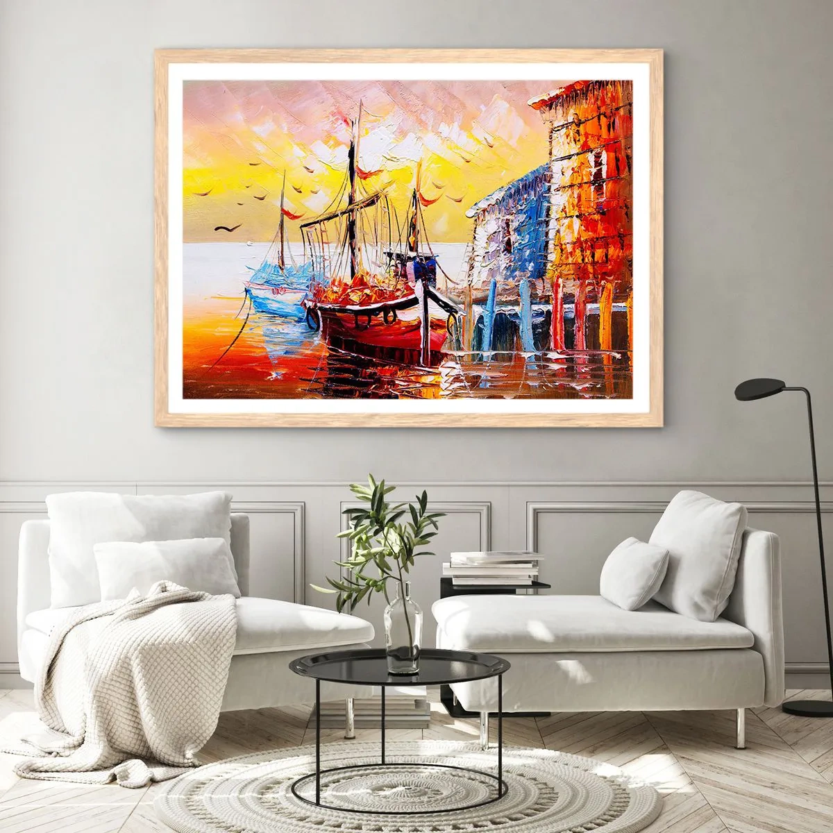 Plagát v ráme zo svetlého duba - Šťastný návrat - 70x50 cm