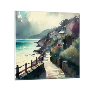 Obraz na skle - Stredomorské mestečko - 30x30 cm