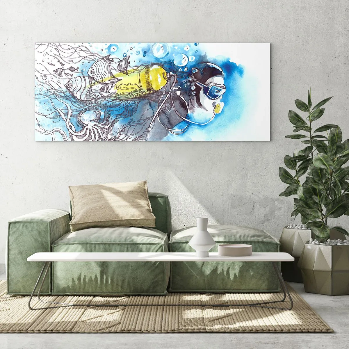 Obraz na skle - Veľká modrá - 160x50 cm