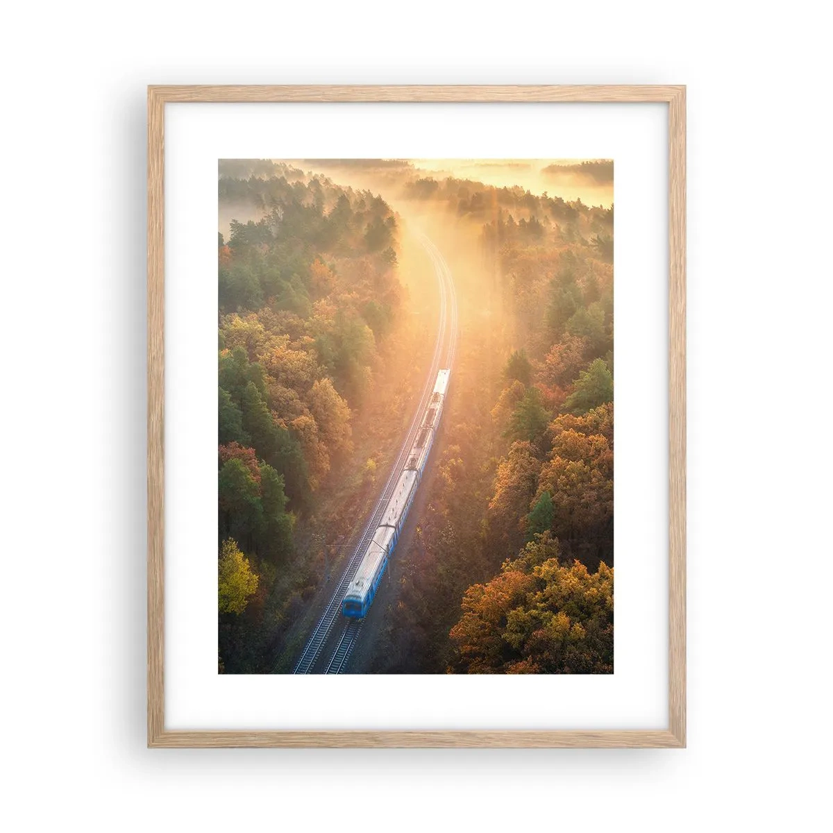 Plagát v ráme zo svetlého duba - Jesenná cesta - 40x50 cm