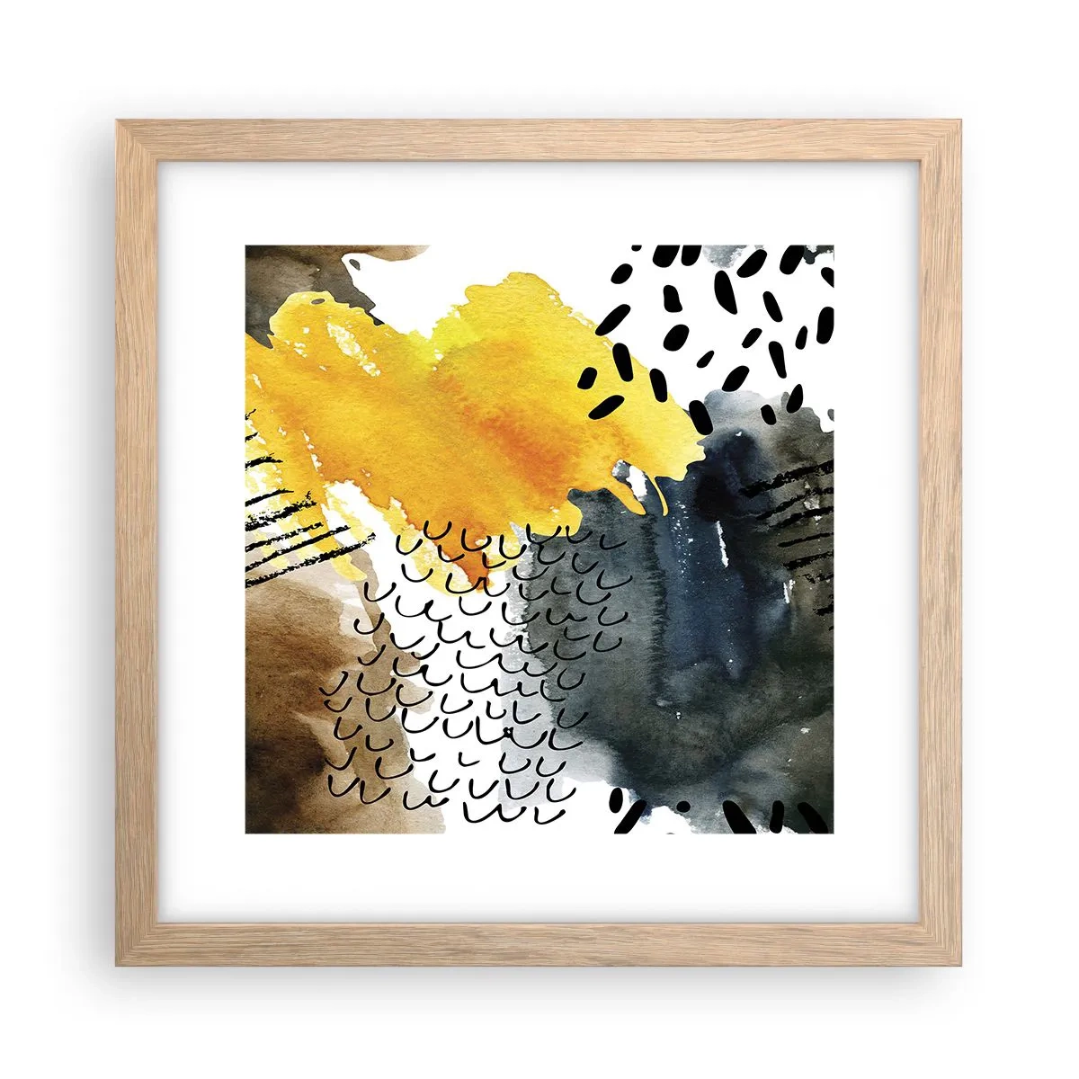 Plagát v ráme zo svetlého duba - Stretnutie živlov - 30x30 cm