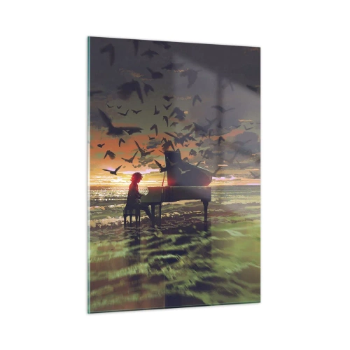 Obraz na skle - Koncert na piano a vlny - 50x70 cm