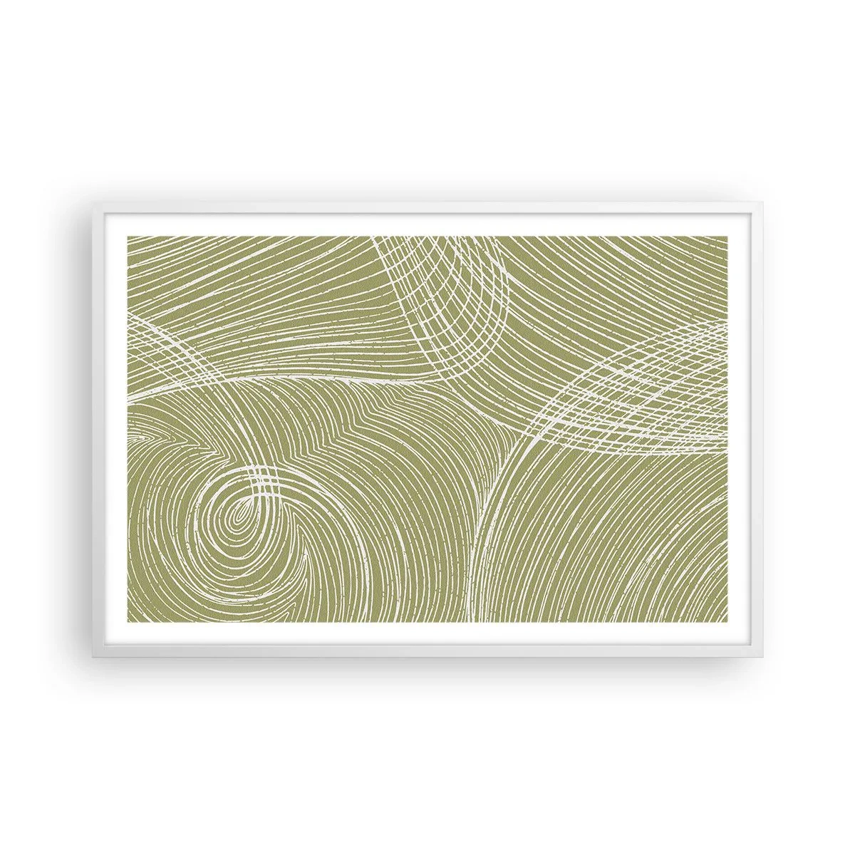 Plagát v bielom ráme - Majstrovská abstrakcia v bielej - 91x61 cm