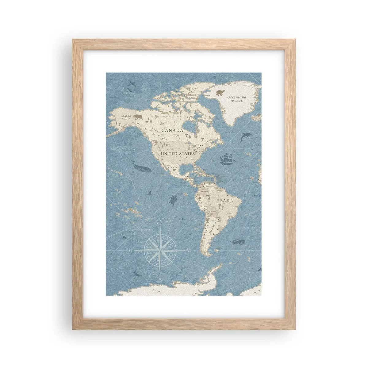 Plagát v ráme zo svetlého duba - Svet na dosah ruky - 30x40 cm