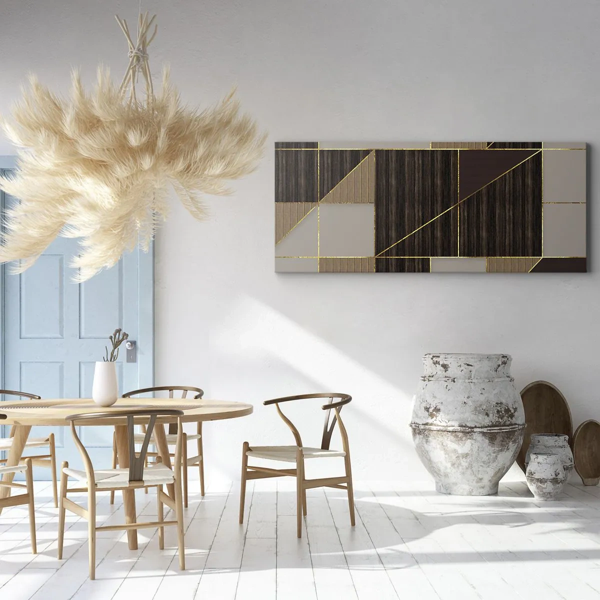 Obraz na plátne - Mozaika hnedej a zlatej - 100x40 cm