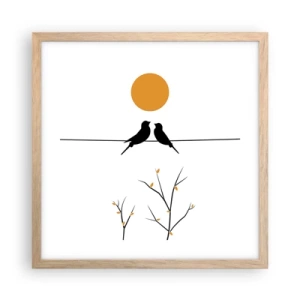Plagát v ráme zo svetlého duba - Slávičí večer - 40x40 cm