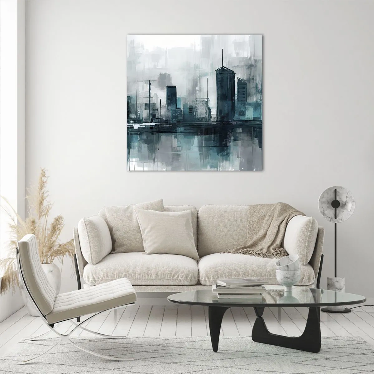 Obraz na skle - Mesto vo farbe dažďa - 70x70 cm