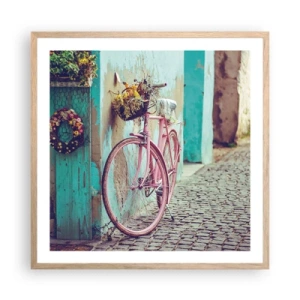 Plagát v ráme zo svetlého duba - Hneď sa vrátim - 60x60 cm