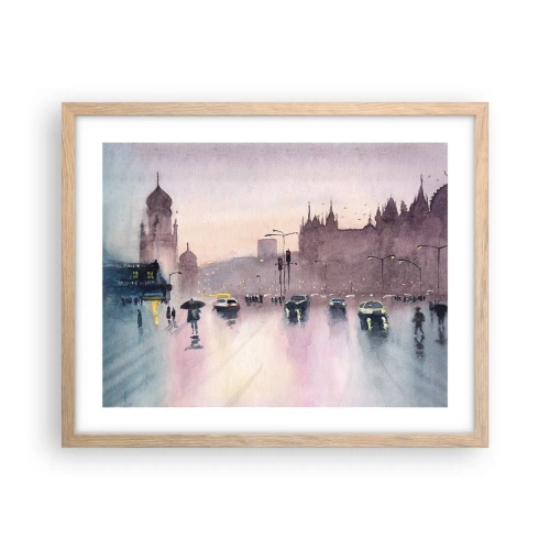 Plagát v ráme zo svetlého duba - V daždivom opare - 50x40 cm