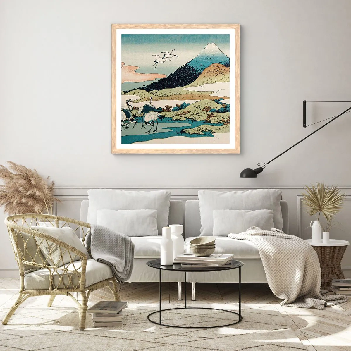 Plagát v ráme zo svetlého duba - V japonskom duchu - 60x60 cm