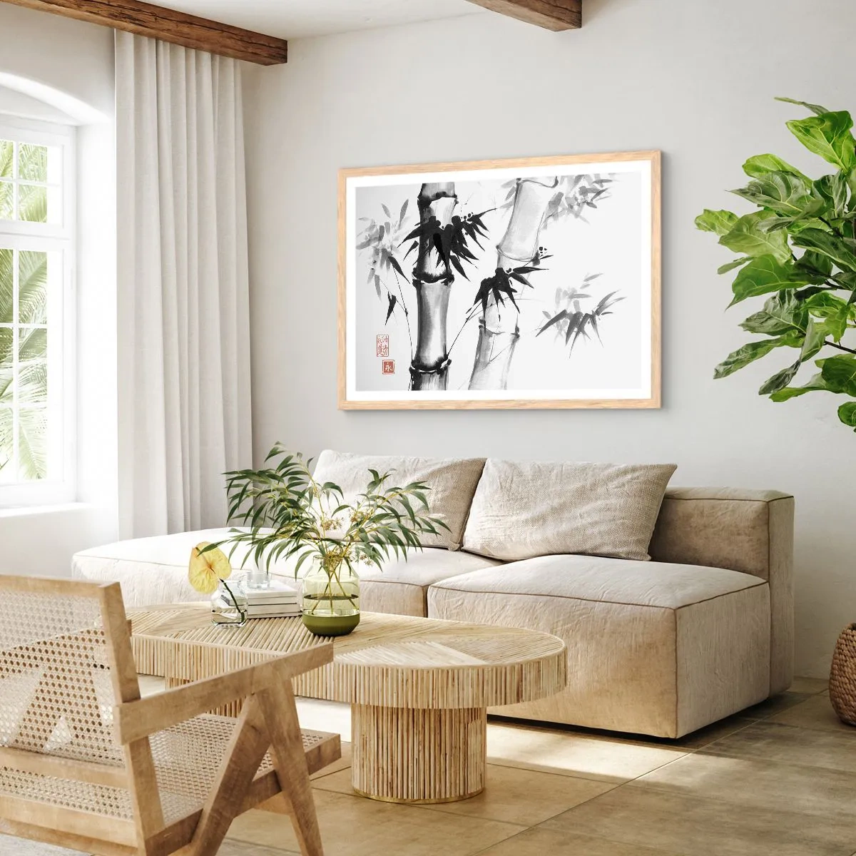 Plagát v ráme zo svetlého duba - Blízky záber na orient - 91x61 cm