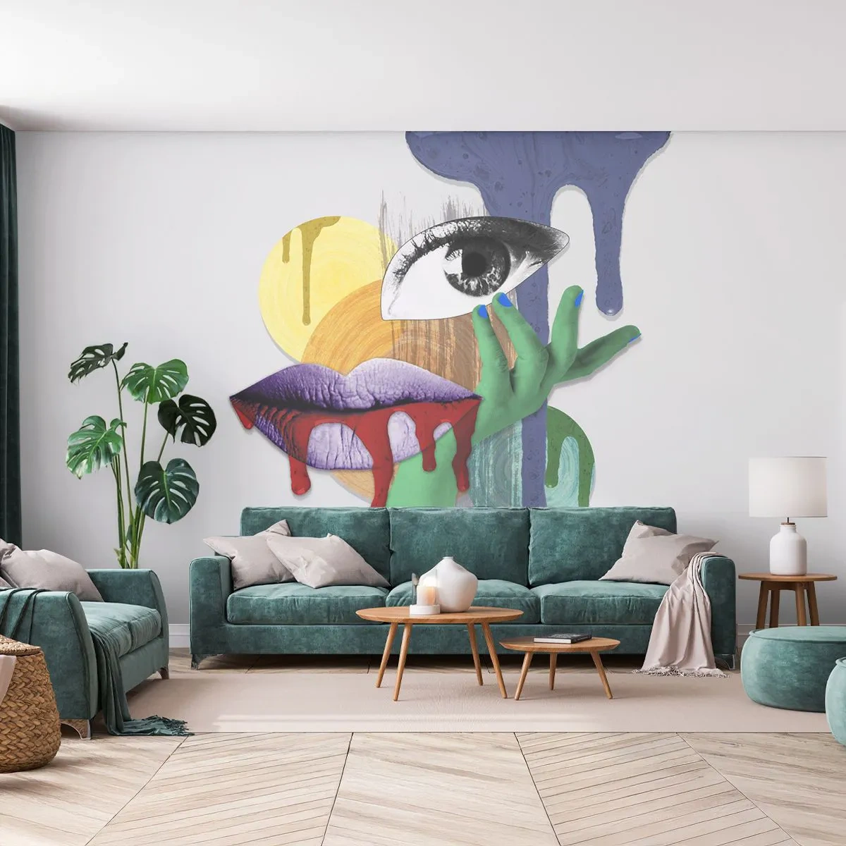 Fototapeta Premium Canvas - Zdeformovaný portrét - Abstrakcia, Kus, Oko - 150x105 cm