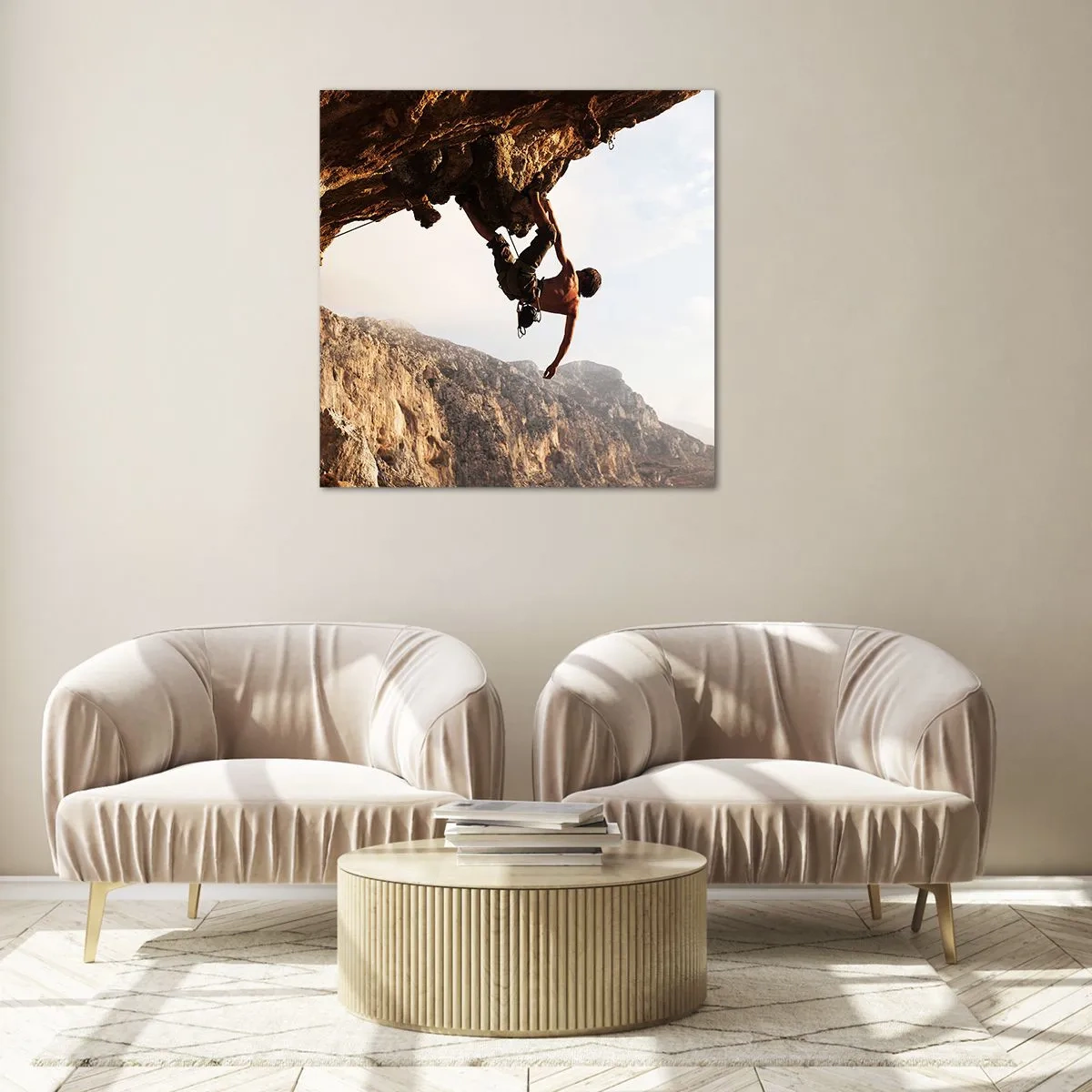 Obraz na skle - Svet zovretý v ruke na zosuve balvanu - 60x60 cm