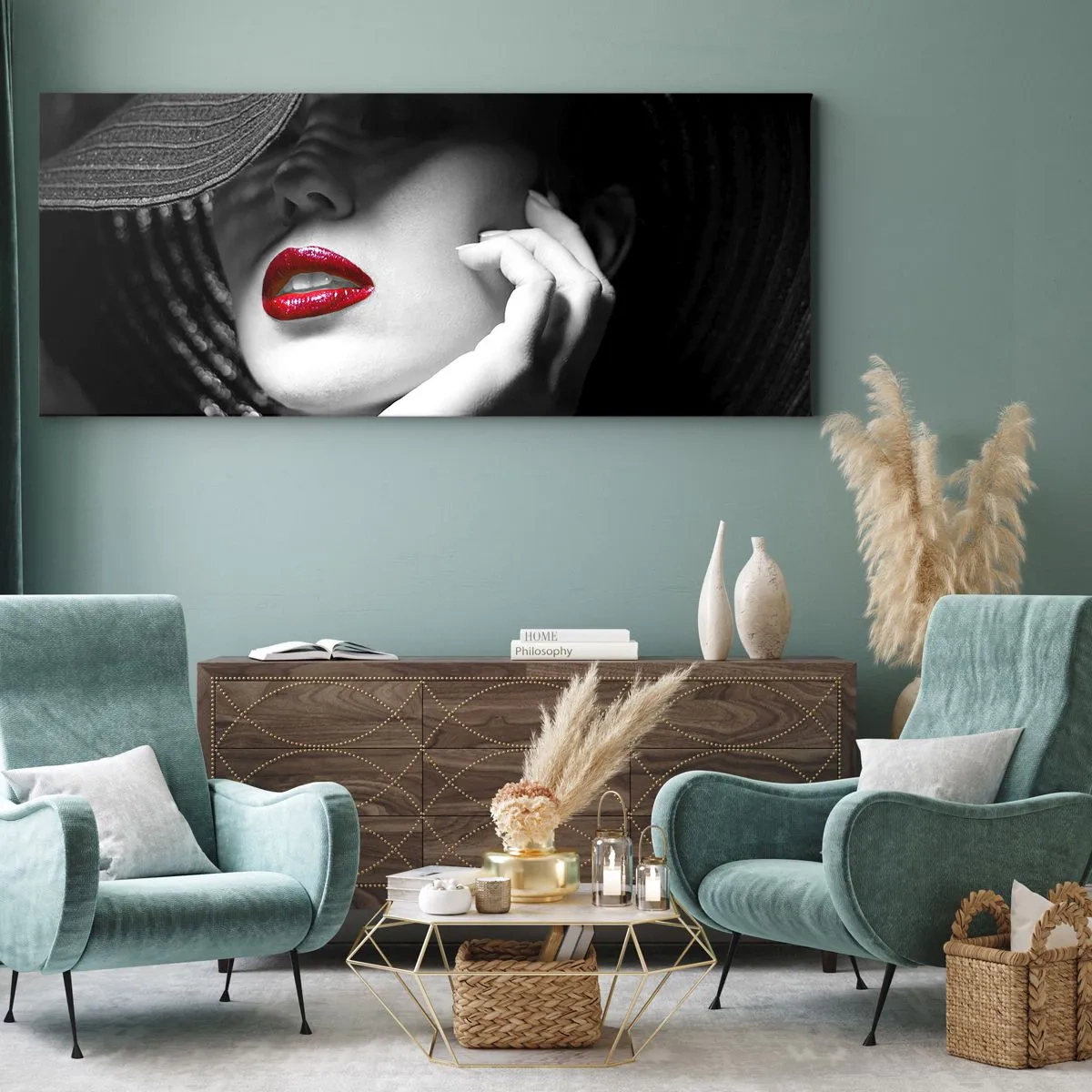 Obraz na plátne - Štúdia v šarlátovej - 100x40 cm
