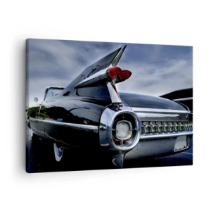 Obraz na plátne - Klasické retro auto s lesklým chrómom a plutvami - 70x50cm - Práve preto krásny! - Moderná nástenná dekorácia do obývacej izby a spálne ARTTOR