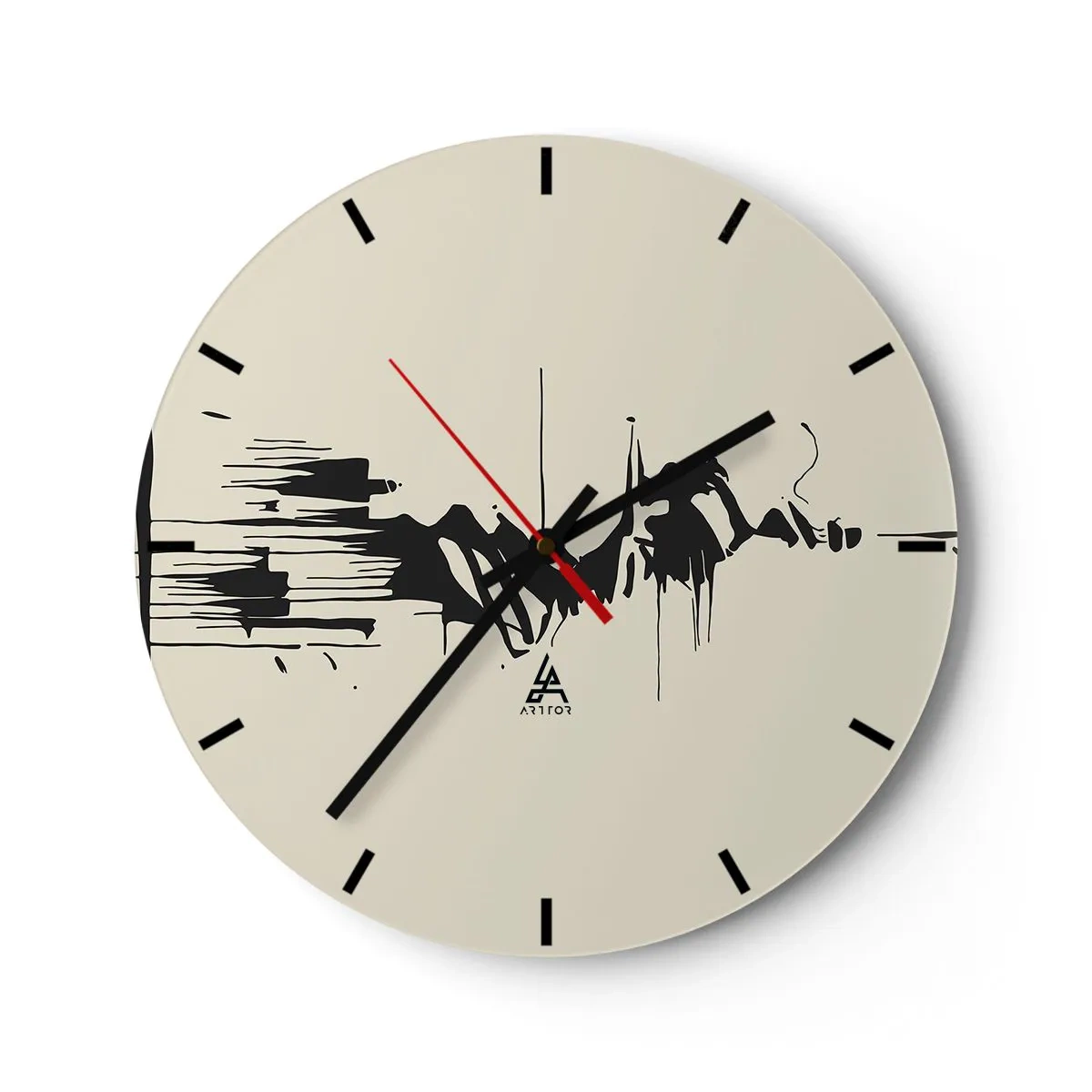 Nástenné hodiny - Čiernobiela abstrakcia s dynamickými líniami a tvarmi - 30x30cm - Rýchla abstrakcia - Moderná nástenná dekorácia do obývacej izby, kuchyne a spálne ARTTOR