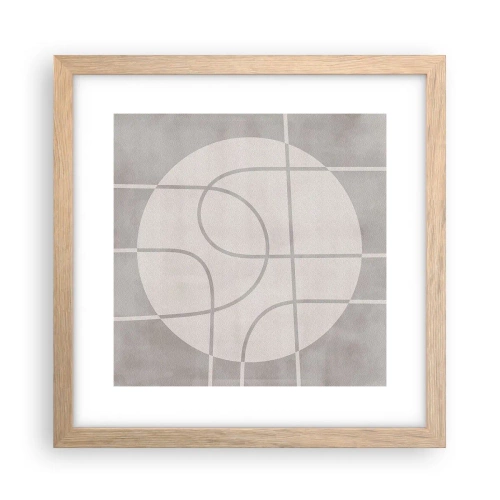 Plagát v ráme zo svetlého duba - Kruhovo a priamo - 30x30 cm