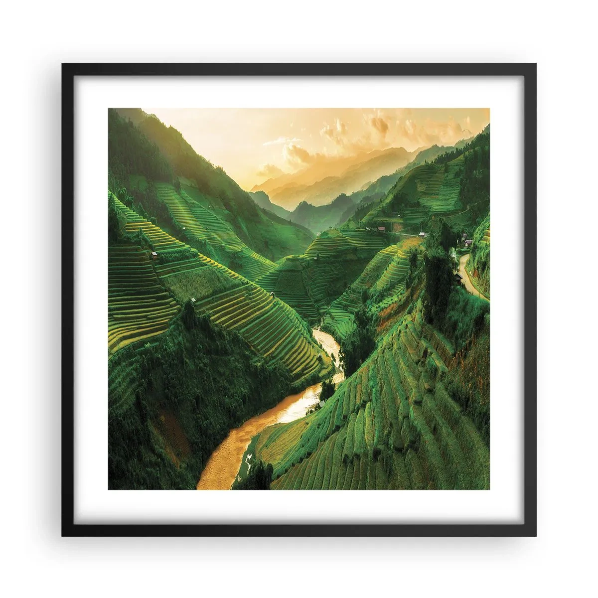 Plagát v čiernom ráme - Vietnamské údolie - 50x50 cm