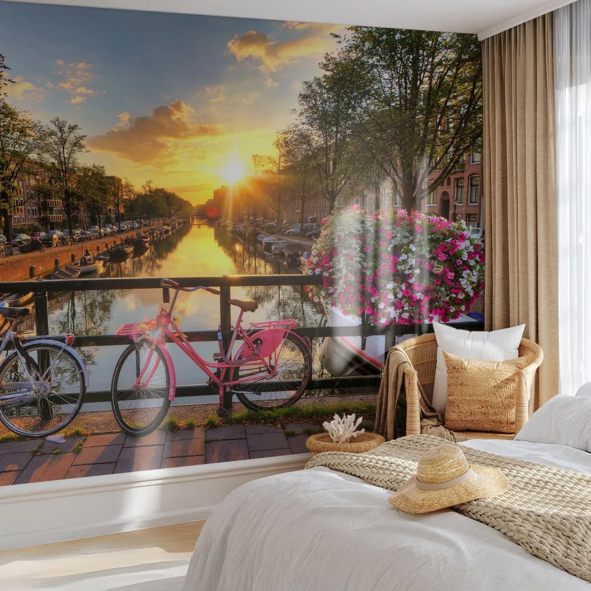 Fototapeta Premium Sand - Jarné ráno v Amsterdame - Mesto, Amsterdam, Architektúra - 100x70 cm