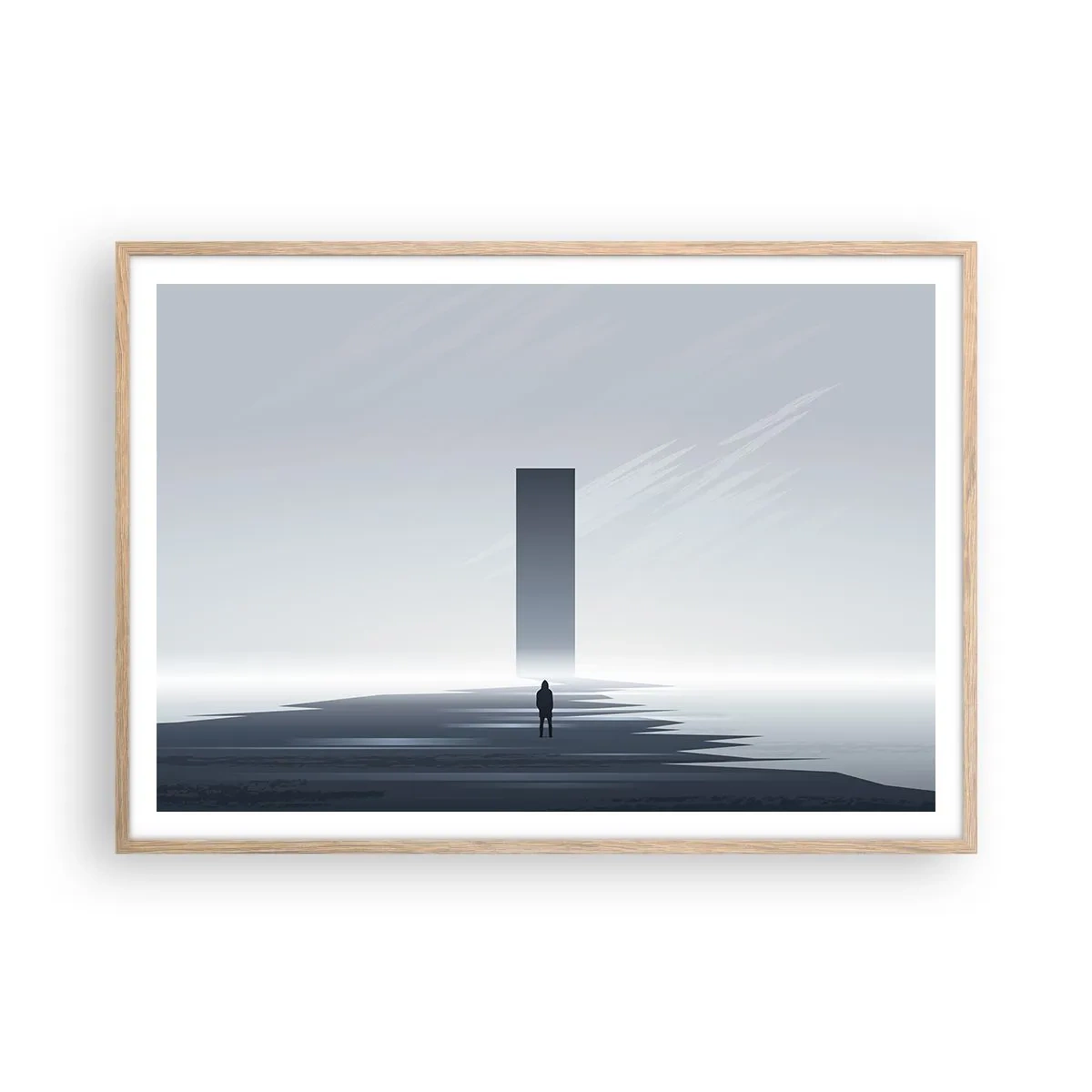 Plagát v ráme zo svetlého duba - Príležitosť alebo hrozba? - 100x70 cm