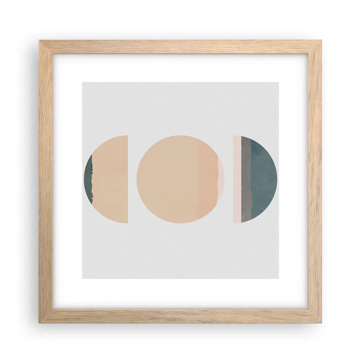 Plagát v ráme zo svetlého duba - Kruh za kruhom - 30x30 cm