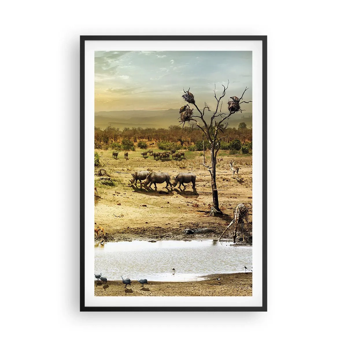 Plagát v čiernom ráme - „Z raja opäť pramenila rieka…“ - 61x91 cm