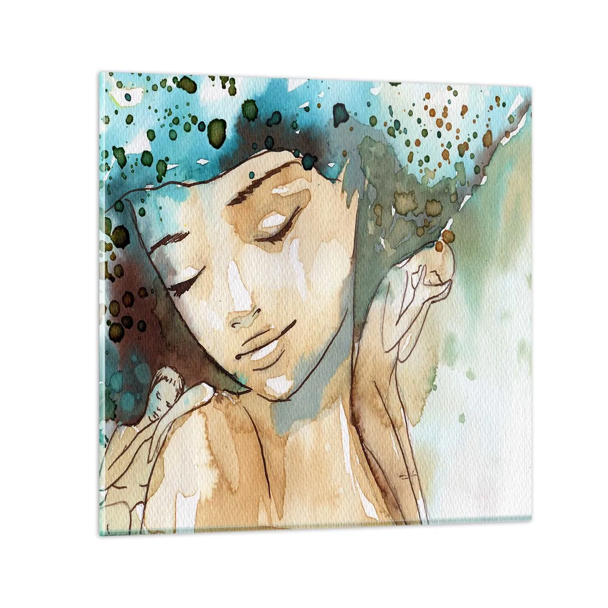 Obraz na skle - Lady in blue - 30x30 cm