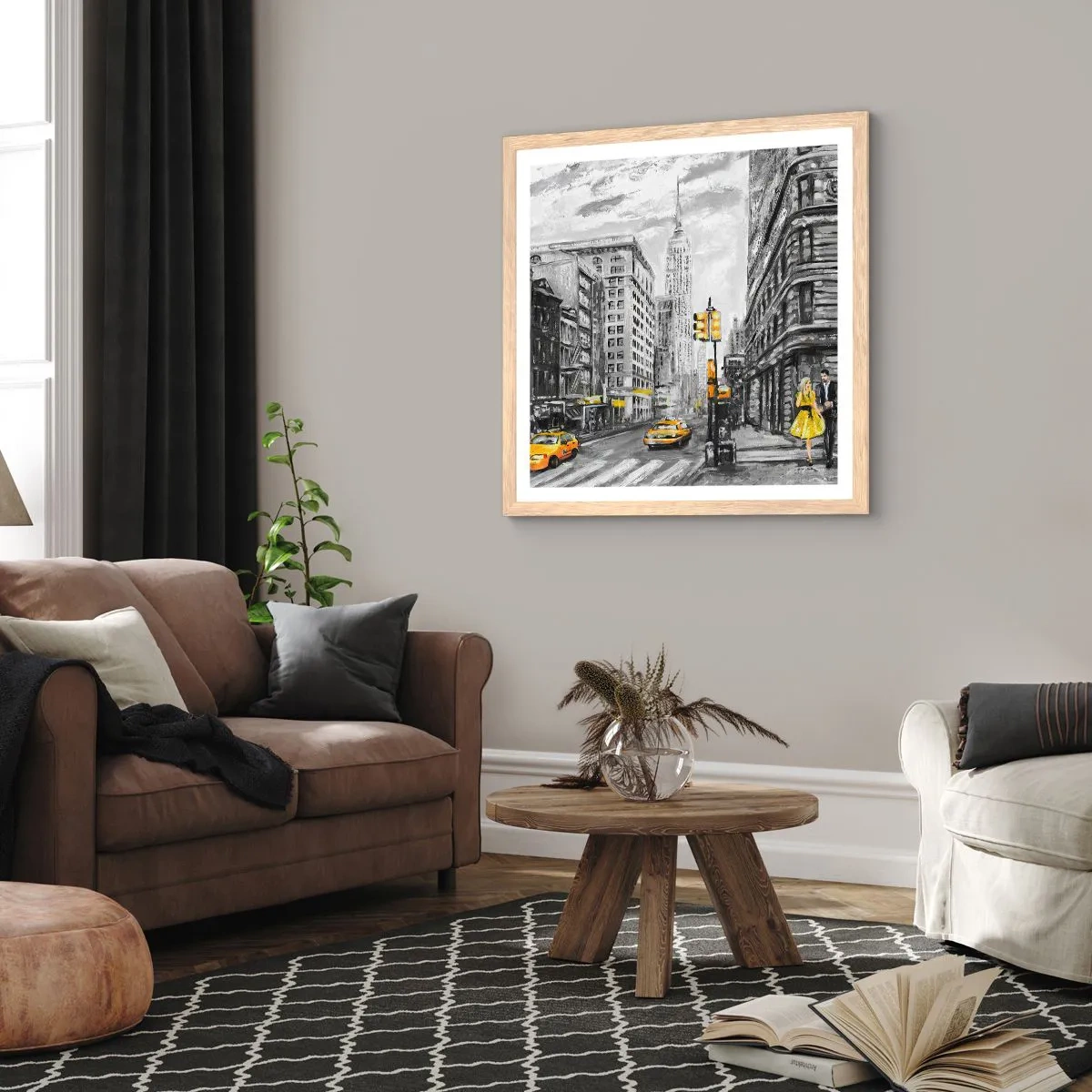 Plagát v ráme zo svetlého duba - Newyorský príbeh - 60x60 cm