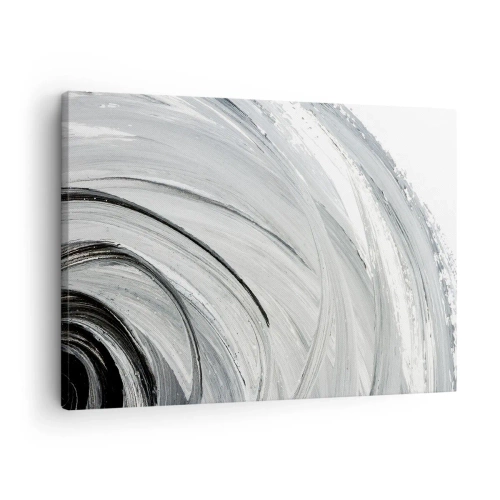 Obraz na plátne - Monochromatický vír v odtieňoch sivej a čiernej - 70x50cm - Orbitálna kompozícia - Moderná nástenná dekorácia do obývacej izby a spálne ARTTOR