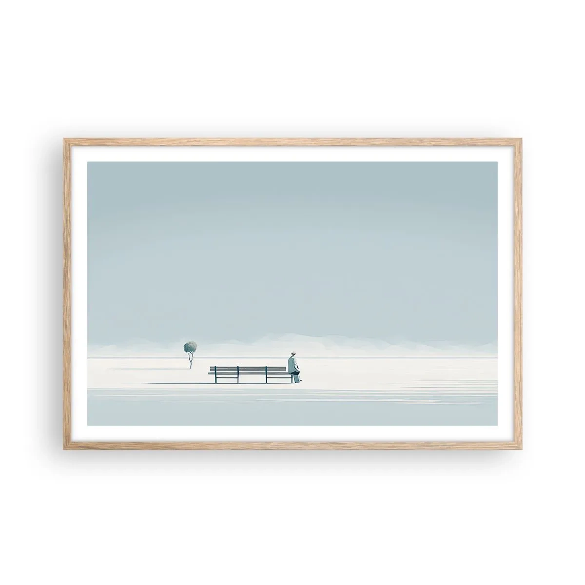 Plagát v ráme zo svetlého duba - Áno, čakám. - 91x61 cm