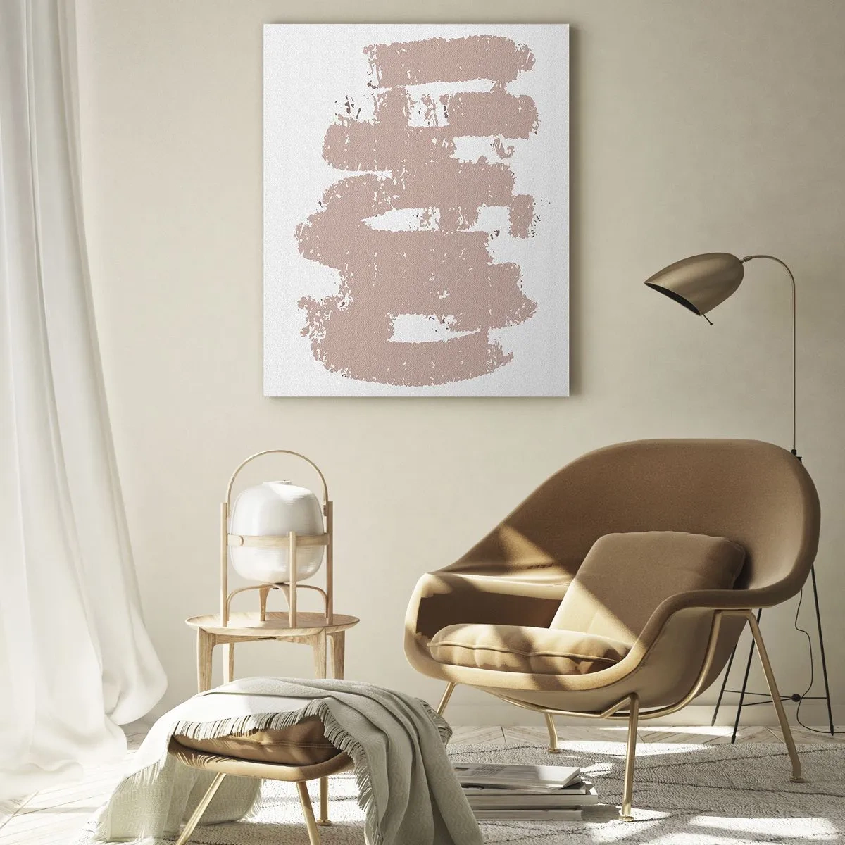 Obraz na skle - Abstrakcia v jemnej ružovej - 80x120 cm