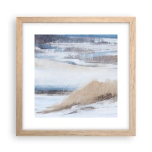 Plagát v ráme zo svetlého duba - Zimná kompozícia - 30x30 cm