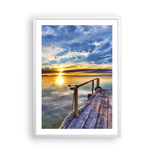 Plagát v bielom ráme - Vietor ide odpočívať - 50x70 cm