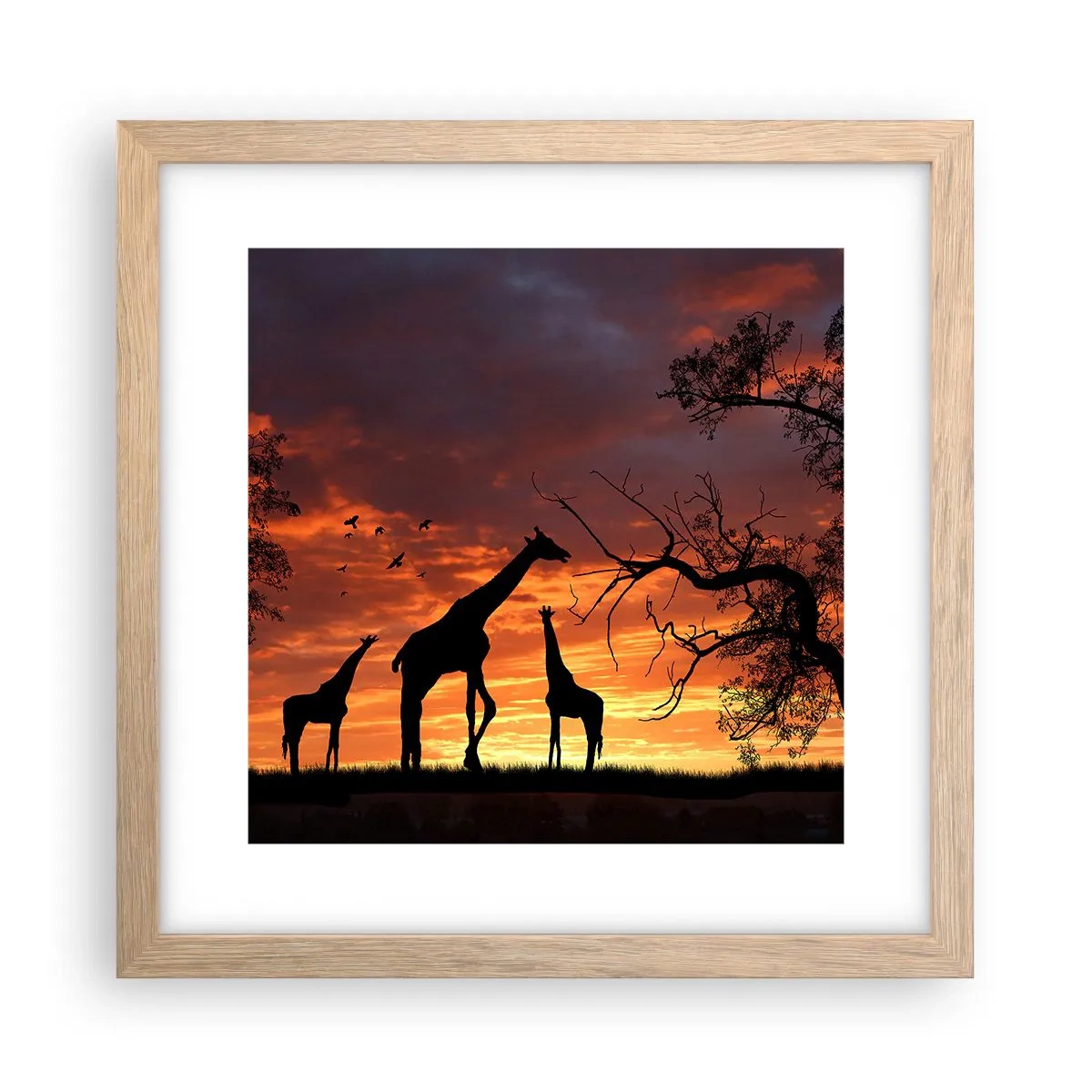 Plagát v ráme zo svetlého duba - Malá večera v kruhu najbližších - 30x30 cm