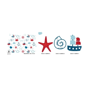 Vzorka samolepiacej fototapety Deluxe Sticker - Morská rozprávka - plachtenie, Námorná, Kotva - 100x30 cm