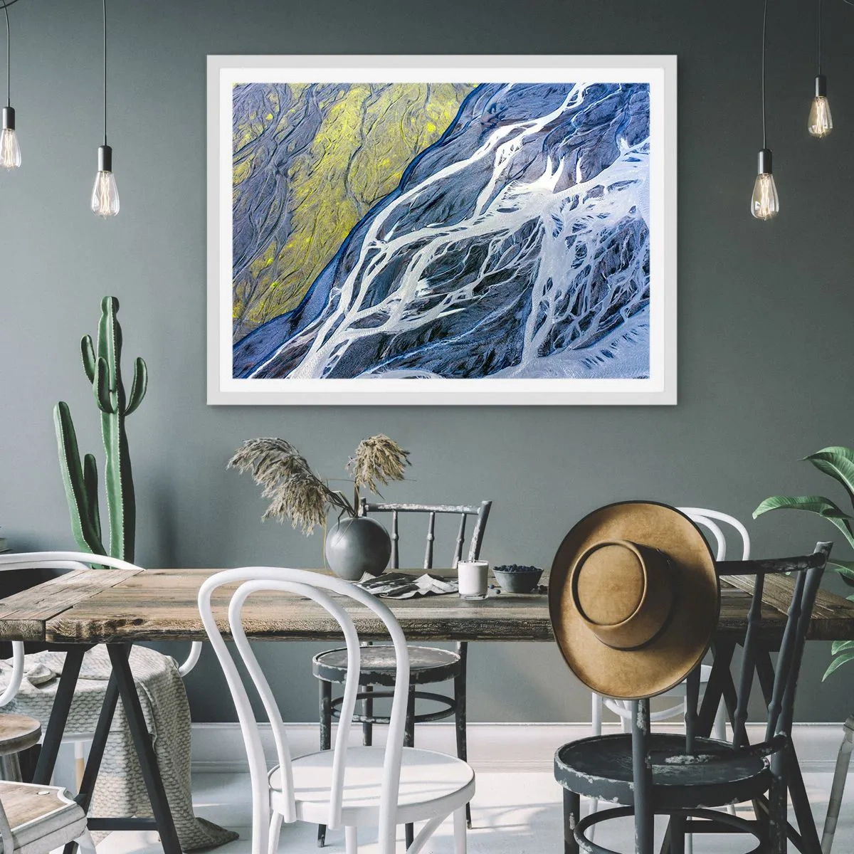 Plagát v bielom ráme - Jaskynné maľby prírody - 100x70 cm