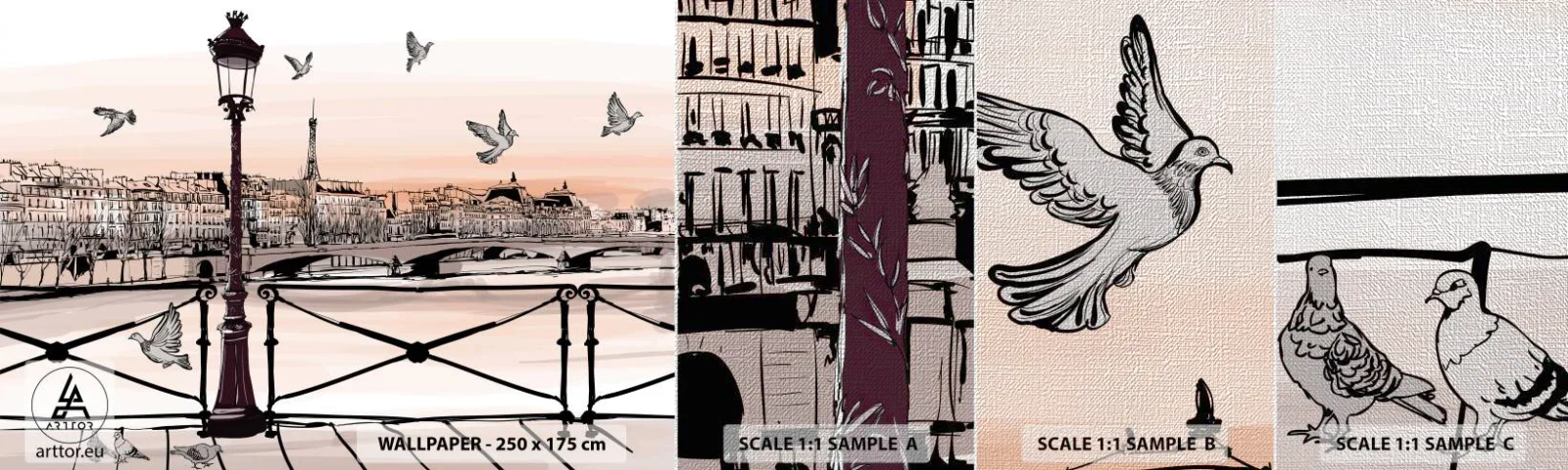 Vzorka fototapety Premium Canvas - Nad strechami Paríža - Architektúra, Mesto, Paríž - 100x30 cm