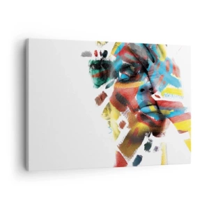 Obraz na plátne - Abstraktný portrét v živých farbách - 70x50cm - Pestrá osobnosť - Moderná nástenná dekorácia do obývacej izby a spálne ARTTOR