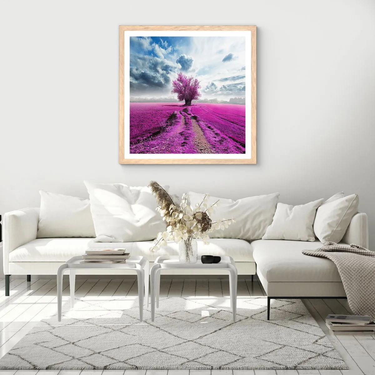 Plagát v ráme zo svetlého duba - Vresoviská - divočina - 60x60 cm