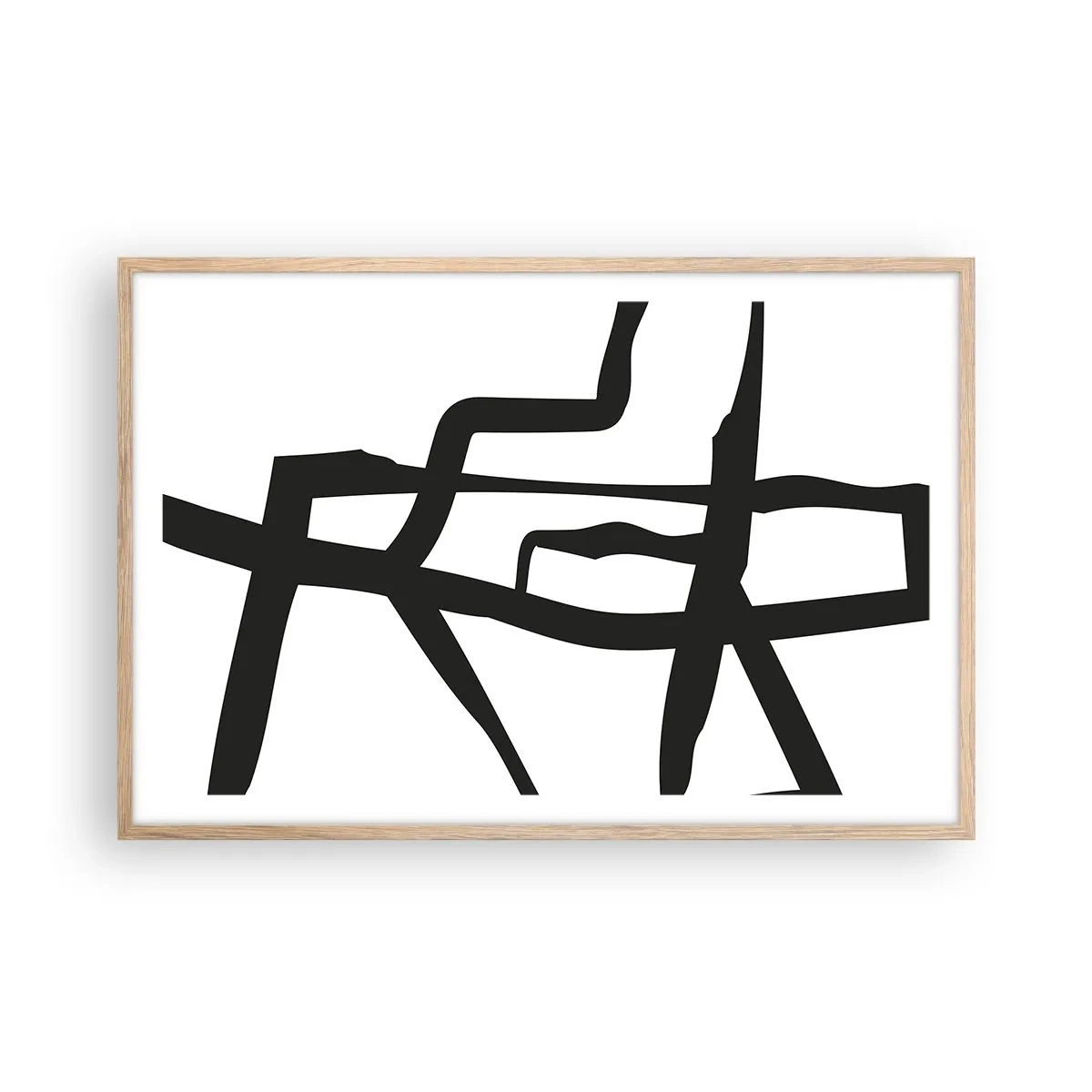 Plagát v ráme zo svetlého duba - Čiernobiela konštrukcia - 91x61 cm