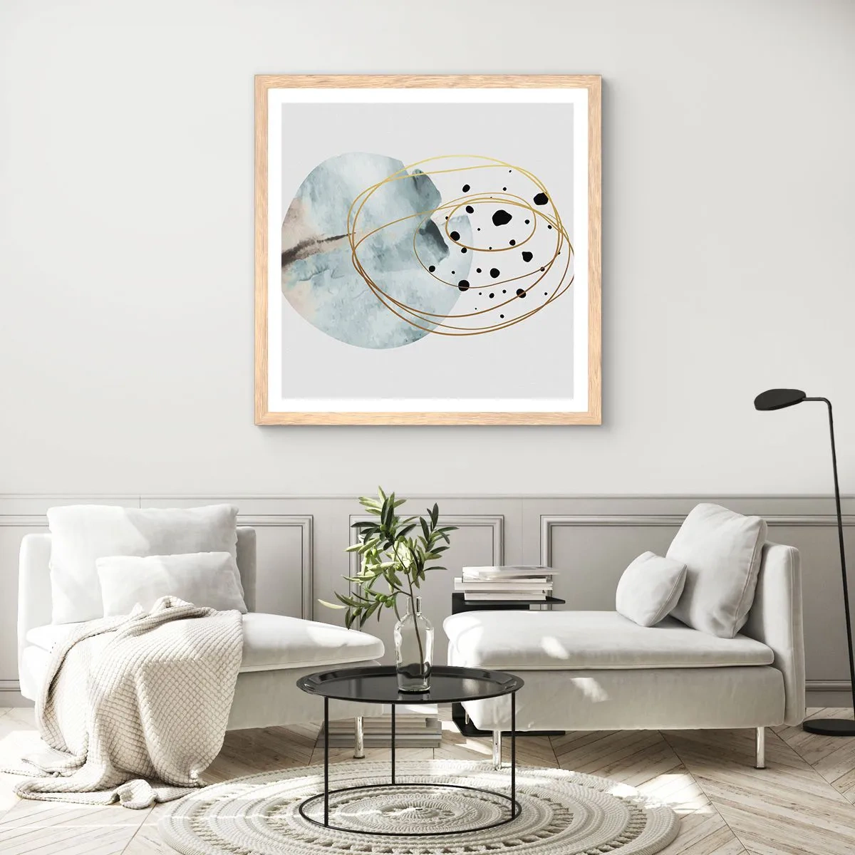 Plagát v ráme zo svetlého duba - V objatí priestoru - 50x50 cm