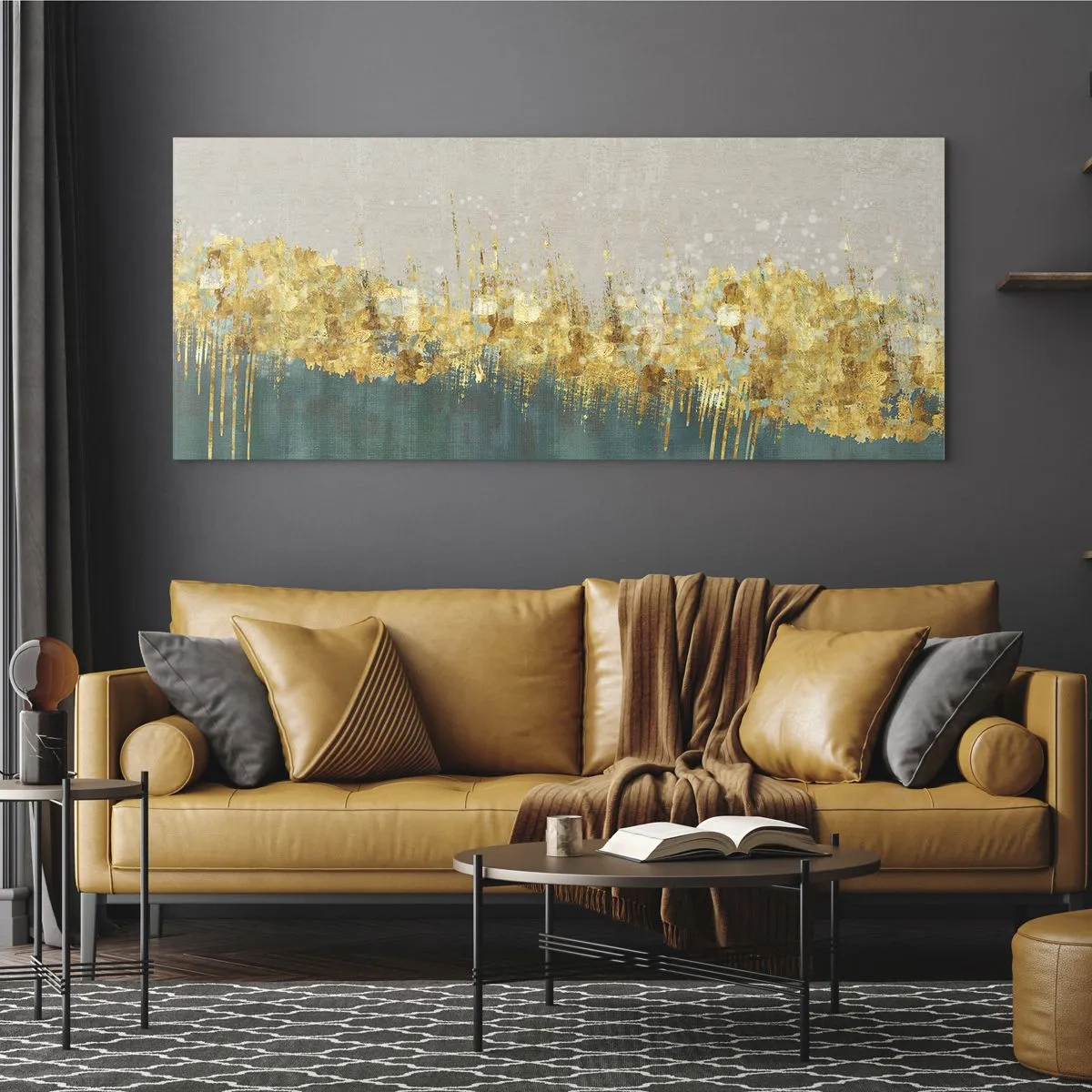 Obraz na skle - Zlatá hranica - 100x40 cm