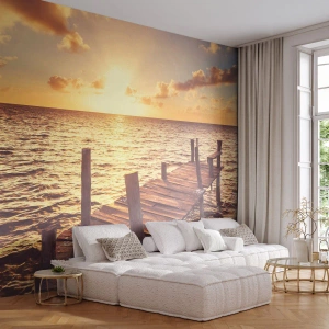 Fototapeta Premium Sand - Zlatá krajina láskavosti - Krajina, More, Drevený most - 100x70 cm