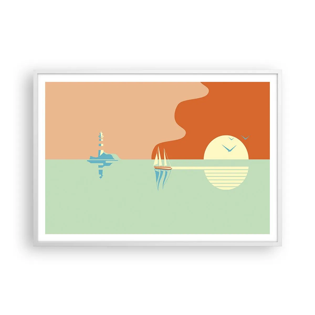 Plagát v bielom ráme - Dokonalá morská krajina - 100x70 cm